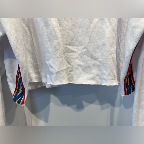 AVIATOR NATION White Cropped Hoodie with Logo - Picture 3 of 6